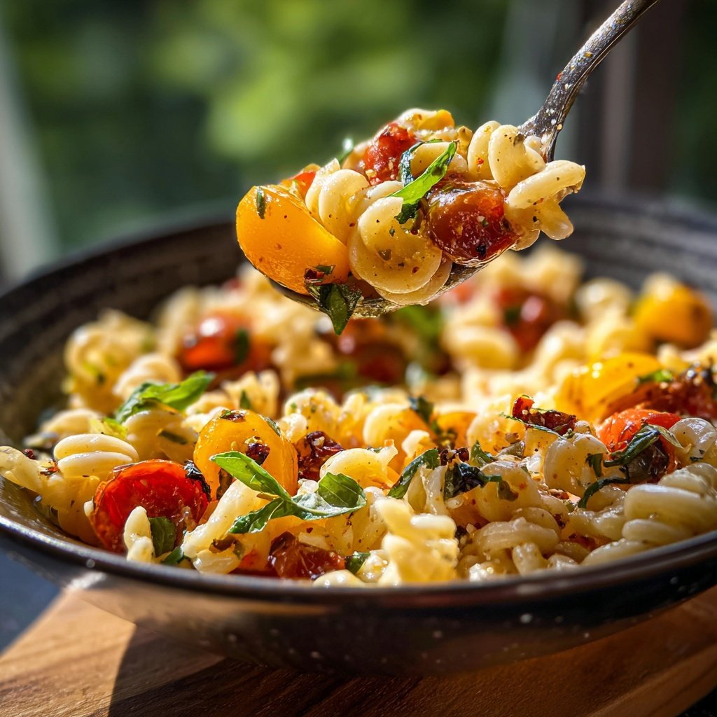 Mediterraner Nudelsalat Mit Getrockneten Tomaten