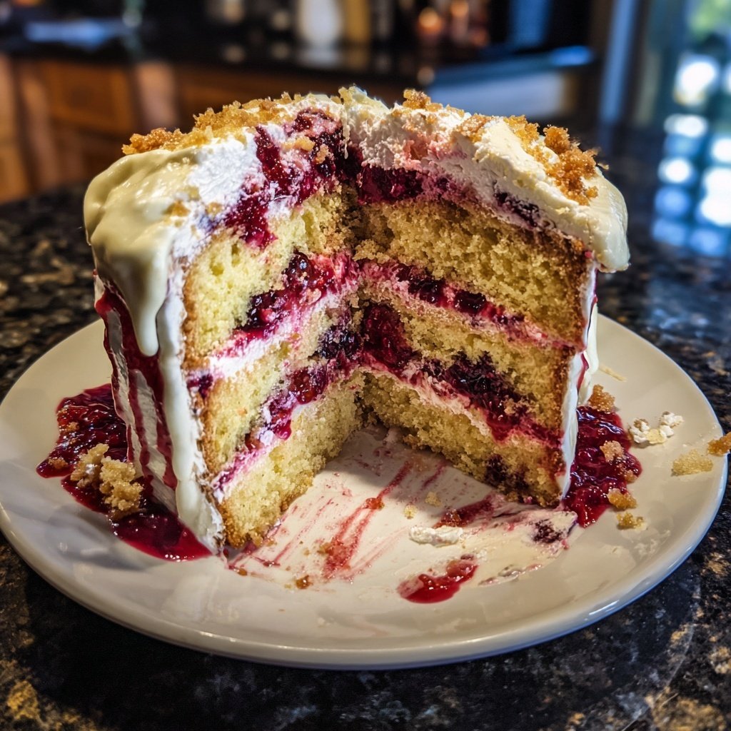 Geburtstagskuchen mit Beerenfüllung