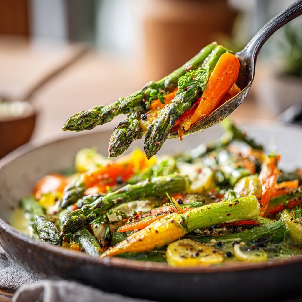 Gemüsecurry mit grünem Spargel