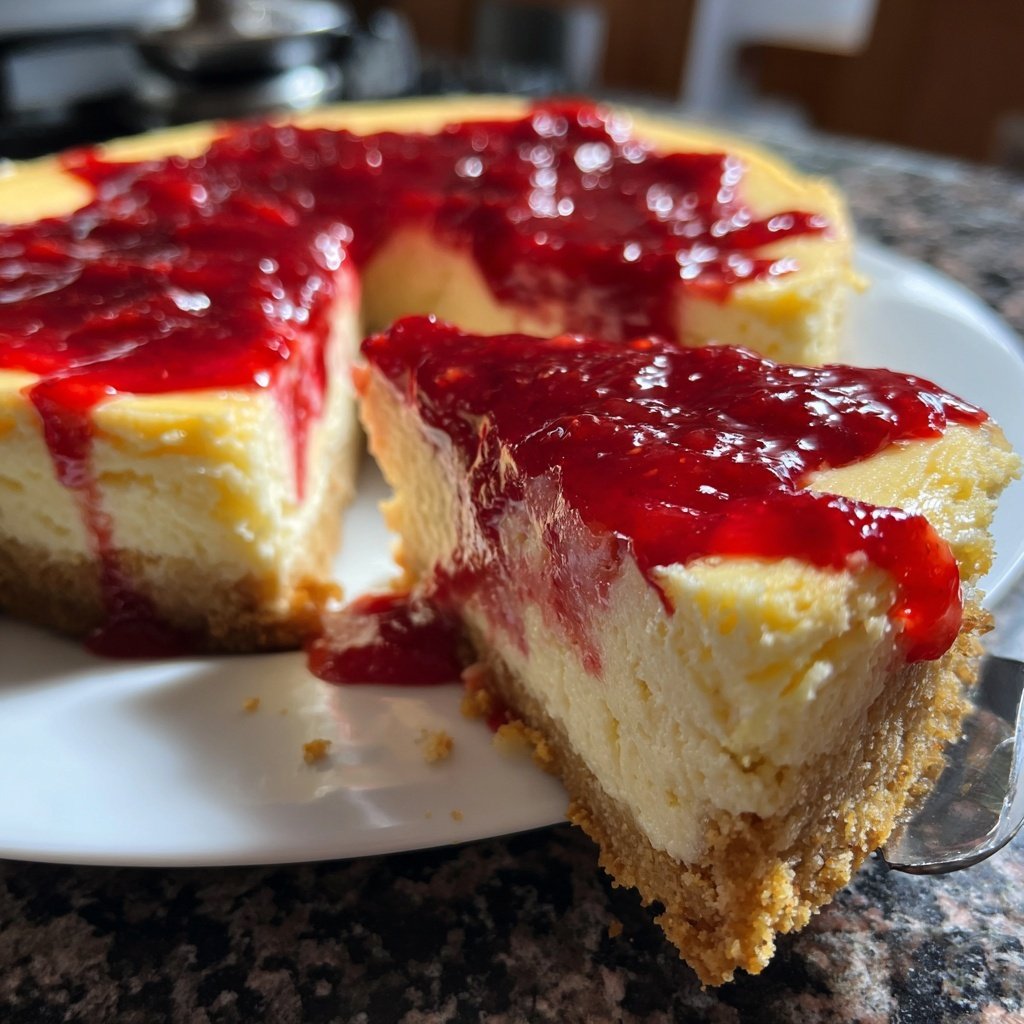 Käsekuchen mit Beerenmarmor