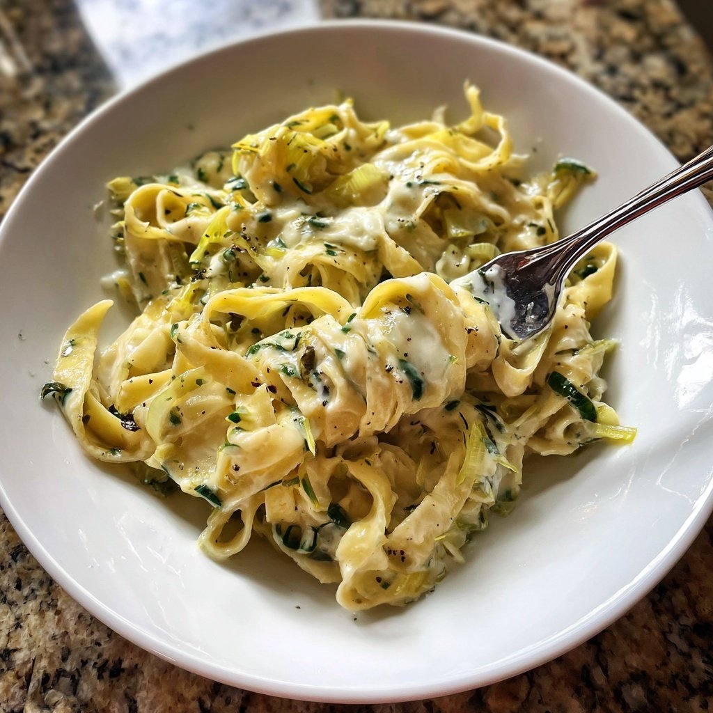 Tagliatelle mit Lauch und Sahne