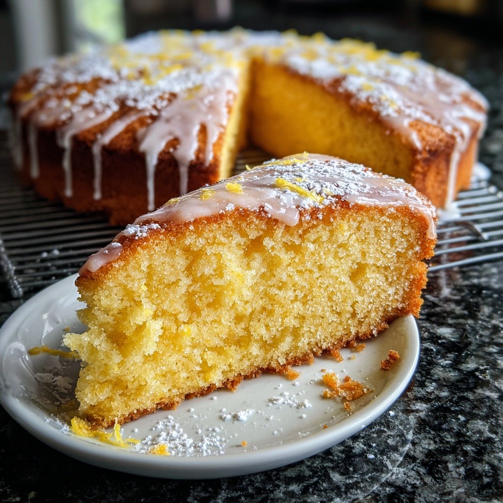Zitronenkuchen mit Puderzucker