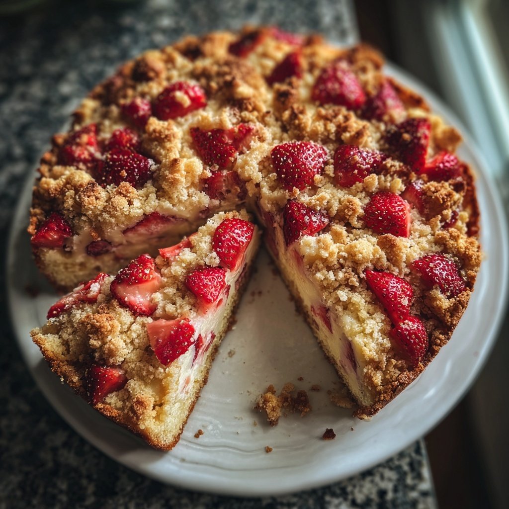 Erdbeer Vanille Blechkuchen Mit Streuseln